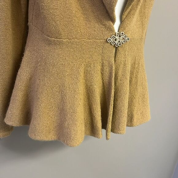 Soft Surroundings Wool Angora Blend Tan Long Sleeve V-neck Cardigan Size Medium - Picture 8 of 15